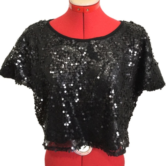 Black Sequin Crop | Size S - Picture 2 of 7